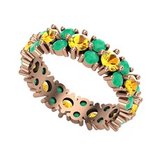 Elin Tamtur Yüzük - Sitrin ve kök zümrüt 925 ayar rose altın kaplama gümüş yüzük #1fzxuvp