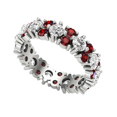Elin Tamtur Yüzük - Swarovski ve garnet 18 ayar beyaz altın yüzük #1gu9fj3