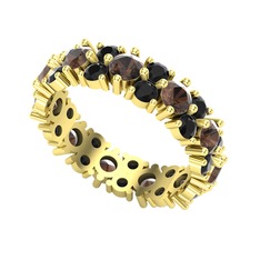 Elin Tamtur Yüzük - Dumanlı kuvars ve siyah zirkon 8 ayar altın yüzük #1hm5gr7