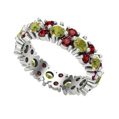 Elin Tamtur Yüzük - Peridot ve garnet 14 ayar beyaz altın yüzük #1iq9loq