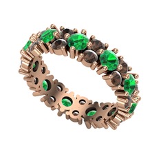 Elin Tamtur Yüzük - Yeşil kuvars ve dumanlı kuvars 18 ayar rose altın yüzük #1j5j5p5