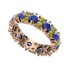 Elin Tamtur Yüzük - Lab safir ve peridot 8 ayar rose altın yüzük #1jtep3w