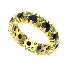 Elin Tamtur Yüzük - Siyah zirkon ve peridot 14 ayar altın yüzük #1k7lqi9