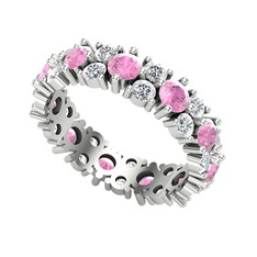 Elin Tamtur Yüzük - Pembe kuvars ve pırlanta 8 ayar beyaz altın yüzük (1.32 karat) #1k8y9g7