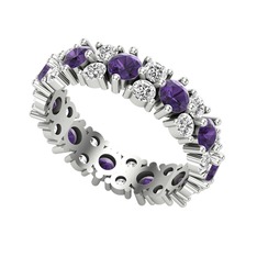 Ametist ve swarovski 8 ayar beyaz altın yüzük