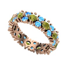 Elin Tamtur Yüzük - Peridot ve akuamarin 14 ayar rose altın yüzük #1lzstfj