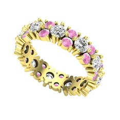 Elin Tamtur Yüzük - Beyaz zirkon ve pembe kuvars 8 ayar altın yüzük #1nv85yw