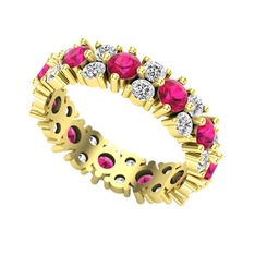 Rodolit garnet ve swarovski 14 ayar altın yüzük