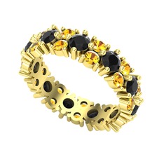 Elin Tamtur Yüzük - Siyah zirkon ve sitrin 14 ayar altın yüzük #1p0q3uw