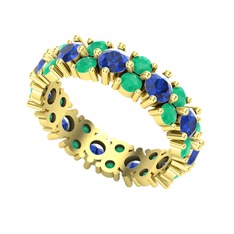 Elin Tamtur Yüzük - Lab safir ve kök zümrüt 14 ayar altın yüzük #1p8gocl