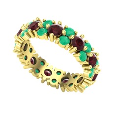 Elin Tamtur Yüzük - Kök yakut ve kök zümrüt 18 ayar altın yüzük #1pfuhcd