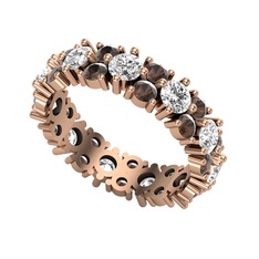 Swarovski ve dumanlı kuvars 18 ayar rose altın yüzük