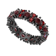 Kök yakut ve garnet 925 ayar siyah rodyum kaplama gümüş yüzük
