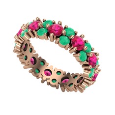 Elin Tamtur Yüzük - Rodolit garnet ve kök zümrüt 925 ayar rose altın kaplama gümüş yüzük #1sc0o0a