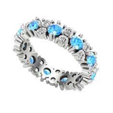 Elin Tamtur Yüzük - Akuamarin ve swarovski 18 ayar beyaz altın yüzük #1sd5d6b