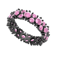 Elin Tamtur Yüzük - Pembe kuvars 925 ayar siyah rodyum kaplama gümüş yüzük #1tkkyxx