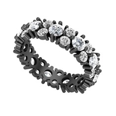 Elin Tamtur Yüzük - Pırlanta ve swarovski 925 ayar siyah rodyum kaplama gümüş yüzük (1.76 karat) #1txh31