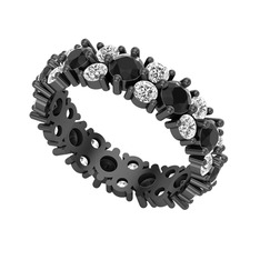 Elin Tamtur Yüzük - Siyah zirkon ve swarovski 925 ayar siyah rodyum kaplama gümüş yüzük #1ubdi8q
