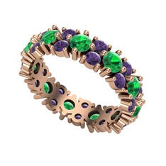 Yeşil kuvars ve ametist 18 ayar rose altın yüzük