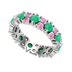 Elin Tamtur Yüzük - Kök zümrüt ve pembe kuvars 925 ayar gümüş yüzük #1vp22et