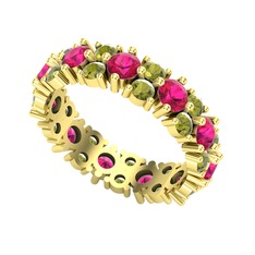 Rodolit garnet ve peridot 14 ayar altın yüzük
