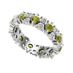 Elin Tamtur Yüzük - Peridot ve beyaz zirkon 925 ayar gümüş yüzük #1wtkg0