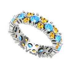 Elin Tamtur Yüzük - Akuamarin ve sitrin 8 ayar beyaz altın yüzük #1wvnkpu