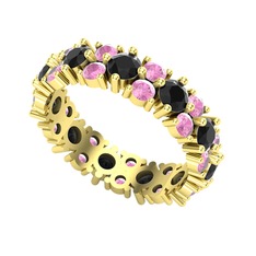 Elin Tamtur Yüzük - Siyah zirkon ve pembe kuvars 925 ayar altın kaplama gümüş yüzük #1xwj1ru