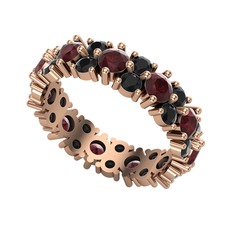 Elin Tamtur Yüzük - Kök yakut ve siyah zirkon 18 ayar rose altın yüzük #1ylt5fg