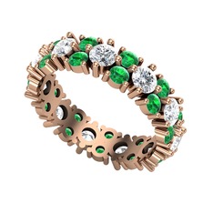 Elin Tamtur Yüzük - Pırlanta ve yeşil kuvars 8 ayar rose altın yüzük (1.76 karat) #1yt5w24