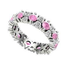 Pembe kuvars ve swarovski 8 ayar beyaz altın yüzük