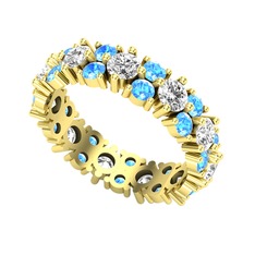 Elin Tamtur Yüzük - Swarovski ve akuamarin 925 ayar altın kaplama gümüş yüzük #3jbqdy