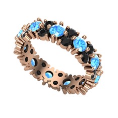 Elin Tamtur Yüzük - Akuamarin ve siyah zirkon 925 ayar rose altın kaplama gümüş yüzük #5d3x9z
