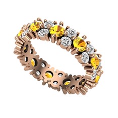 Elin Tamtur Yüzük - Sitrin ve swarovski 925 ayar rose altın kaplama gümüş yüzük #5ud0xw