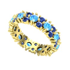 Elin Tamtur Yüzük - Akuamarin ve lab safir 8 ayar altın yüzük #6bhu26