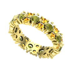Peridot ve sitrin 18 ayar altın yüzük