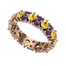 Sitrin ve ametist 18 ayar rose altın yüzük