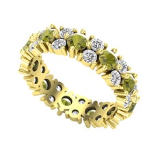 Peridot ve swarovski 18 ayar altın yüzük