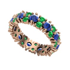 Elin Tamtur Yüzük - Lab safir ve yeşil kuvars 8 ayar rose altın yüzük #al19i5