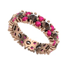 Dumanlı kuvars ve rodolit garnet 18 ayar rose altın yüzük