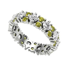 Swarovski ve peridot 14 ayar beyaz altın yüzük