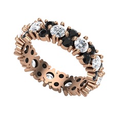 Pırlanta ve siyah zirkon 925 ayar rose altın kaplama gümüş yüzük (1.76 karat)