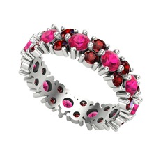 Elin Tamtur Yüzük - Rodolit garnet ve garnet 8 ayar beyaz altın yüzük #hj7lp0