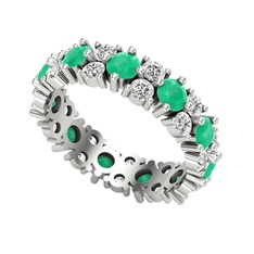 Elin Tamtur Yüzük - Kök zümrüt ve beyaz zirkon 18 ayar beyaz altın yüzük #iix6ua