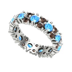 Elin Tamtur Yüzük - Akuamarin ve dumanlı kuvars 14 ayar beyaz altın yüzük #it97fu