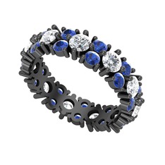 Elin Tamtur Yüzük - Pırlanta ve lab safir 925 ayar siyah rodyum kaplama gümüş yüzük (1.76 karat) #jaax5l