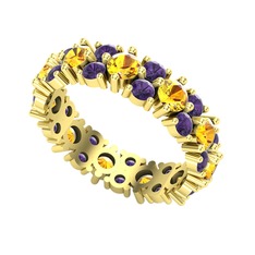 Sitrin ve ametist 925 ayar altın kaplama gümüş yüzük