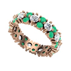 Elin Tamtur Yüzük - Pırlanta ve kök zümrüt 14 ayar rose altın yüzük (1.76 karat) #k0mgj6