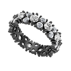 Elin Tamtur Yüzük - Swarovski ve pırlanta 925 ayar siyah rodyum kaplama gümüş yüzük (1.32 karat) #k7h4mz