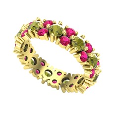 Peridot ve rodolit garnet 8 ayar altın yüzük